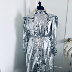 Derek Lam 10 Crosby Metallic Anorak and Sherpa Lining